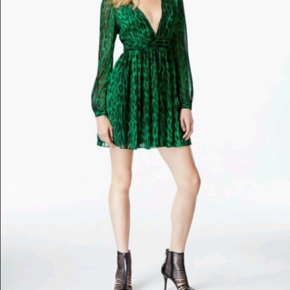 Michael kors  green Leopard dress
